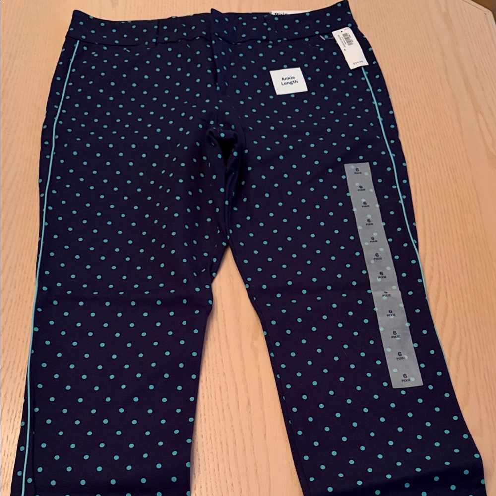 Old Navy women's pixie pants - Navy and Teal Dots - Picture 1 of 6